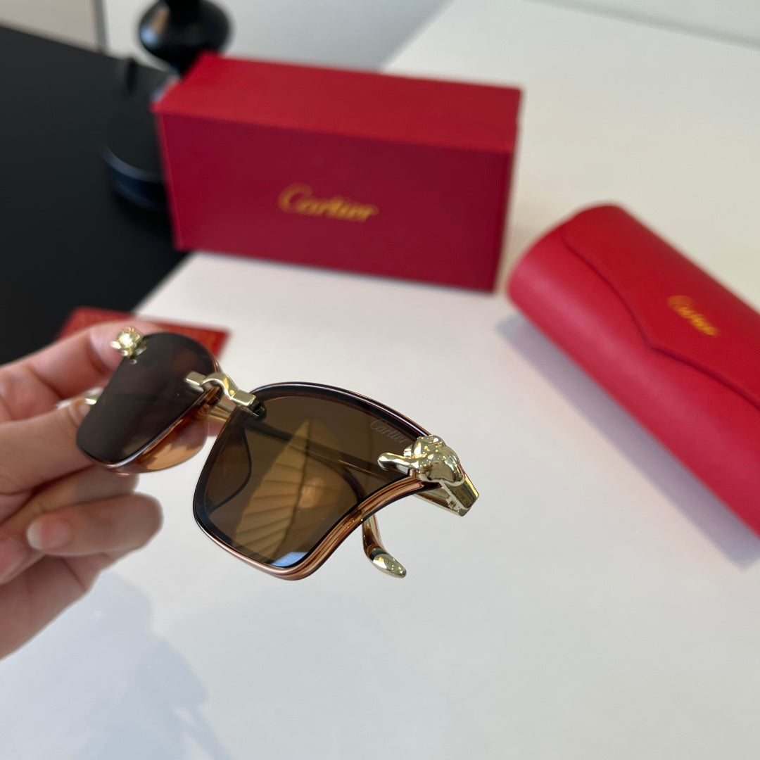 Cartier Lightweight Metal Rimless Brown Lens Sunglasses for Men & Wom - 487327 - detail image 6