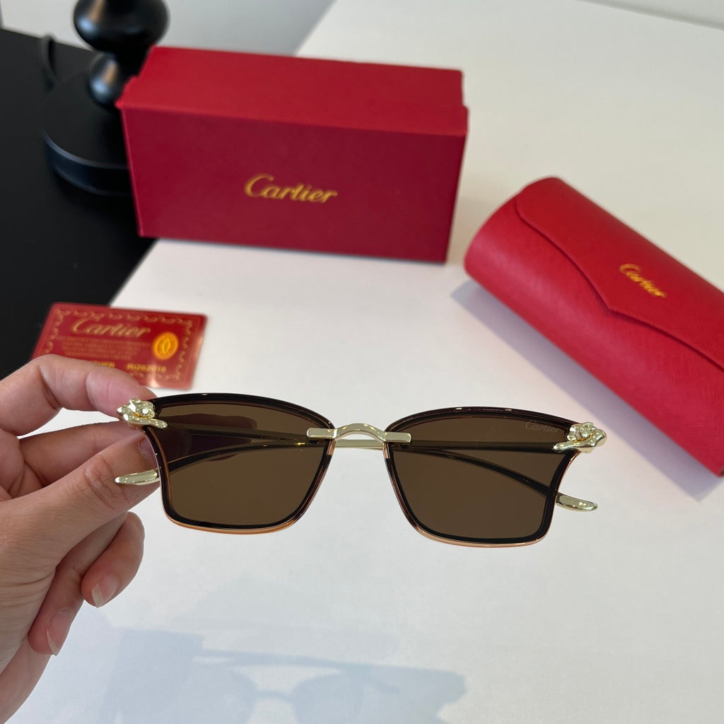 Cartier Lightweight Metal Rimless Brown Lens Sunglasses for Men & Wom - 432295 - detail image 5