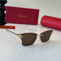 Cartier Lightweight Metal Rimless Brown Lens Sunglasses for Men & Wom - 487327