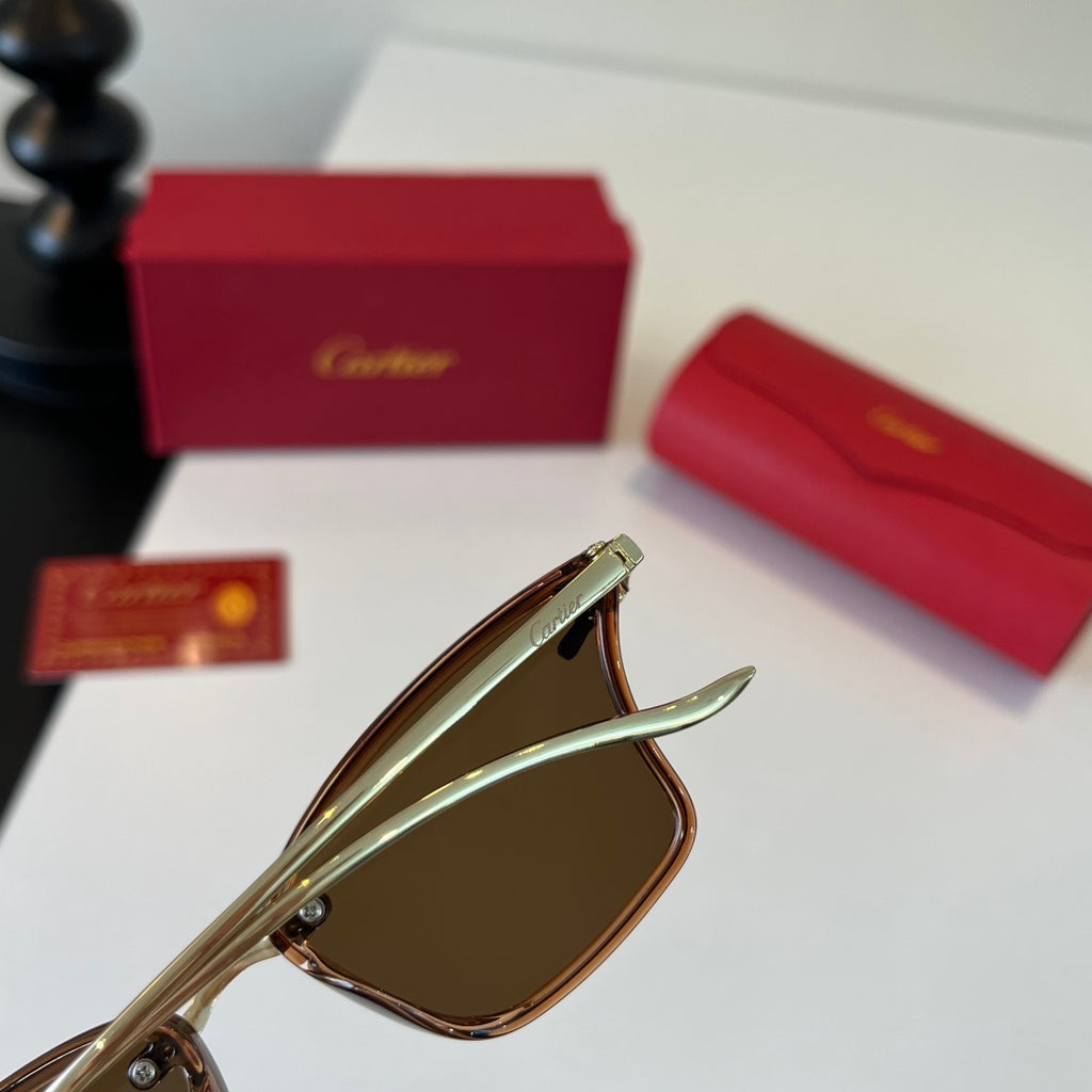 Cartier Lightweight Metal Rimless Brown Lens Sunglasses for Men & Wom - 432295 - detail image 8