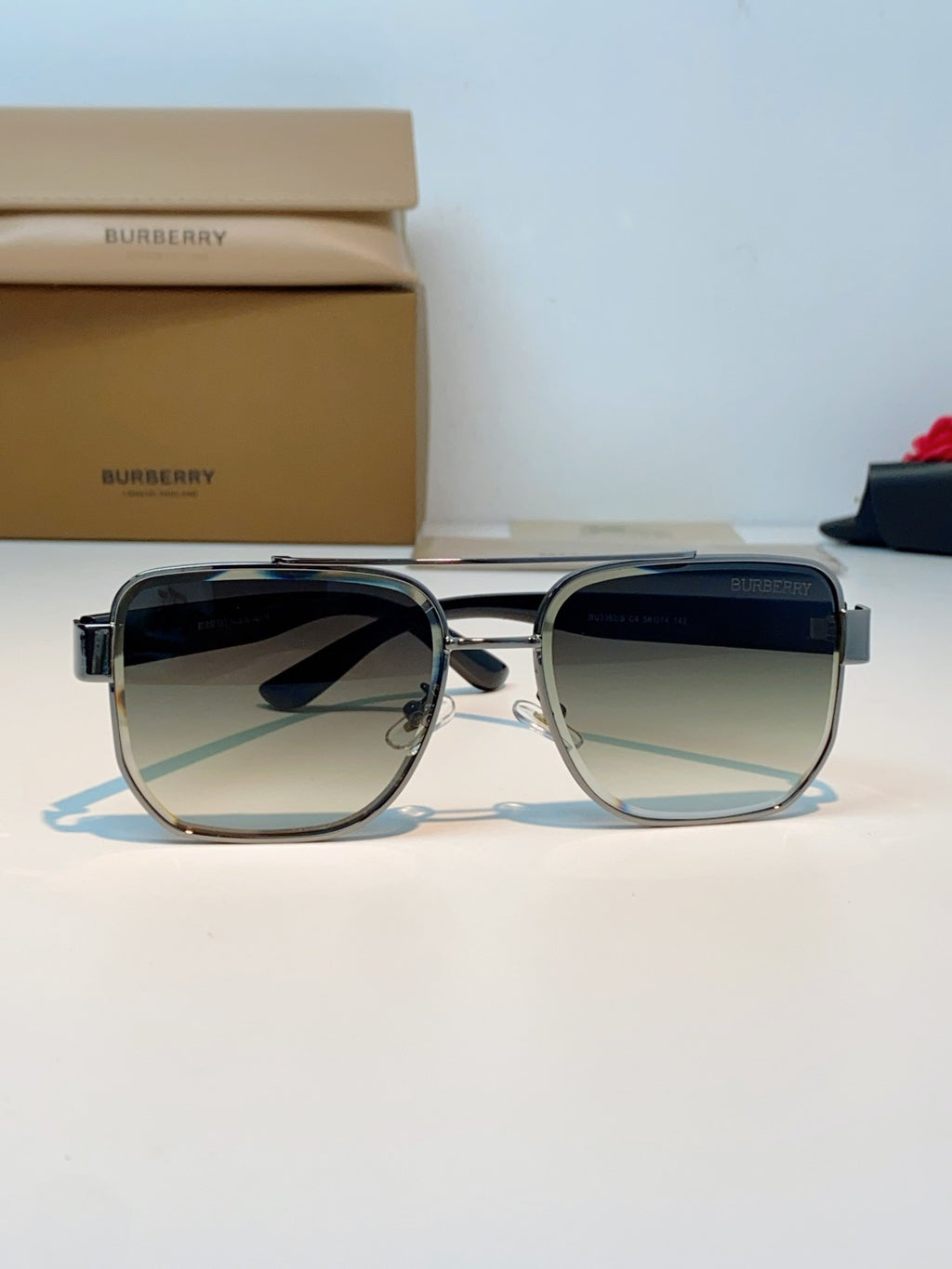 Burberry Metal Square Gray Lens Sunglasses for Men - detail image 2
