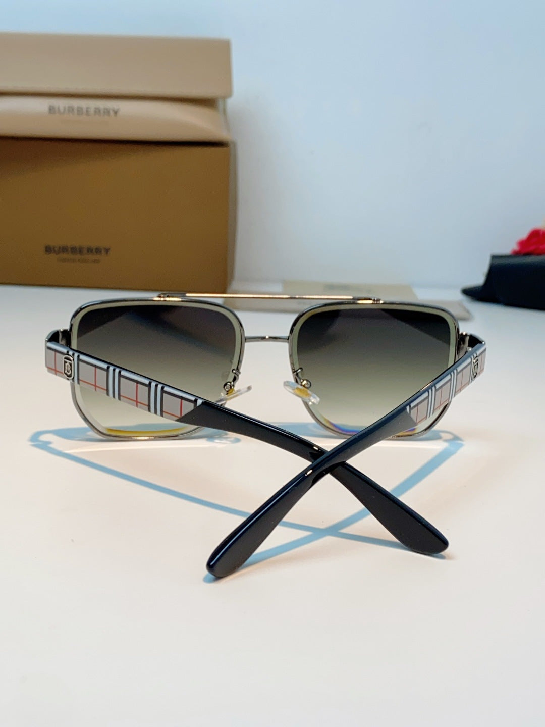 Burberry Metal Square Gray Lens Sunglasses for Men - detail image 3