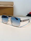 Burberry Metal Square Blue Lens Sunglasses for Men - 382870