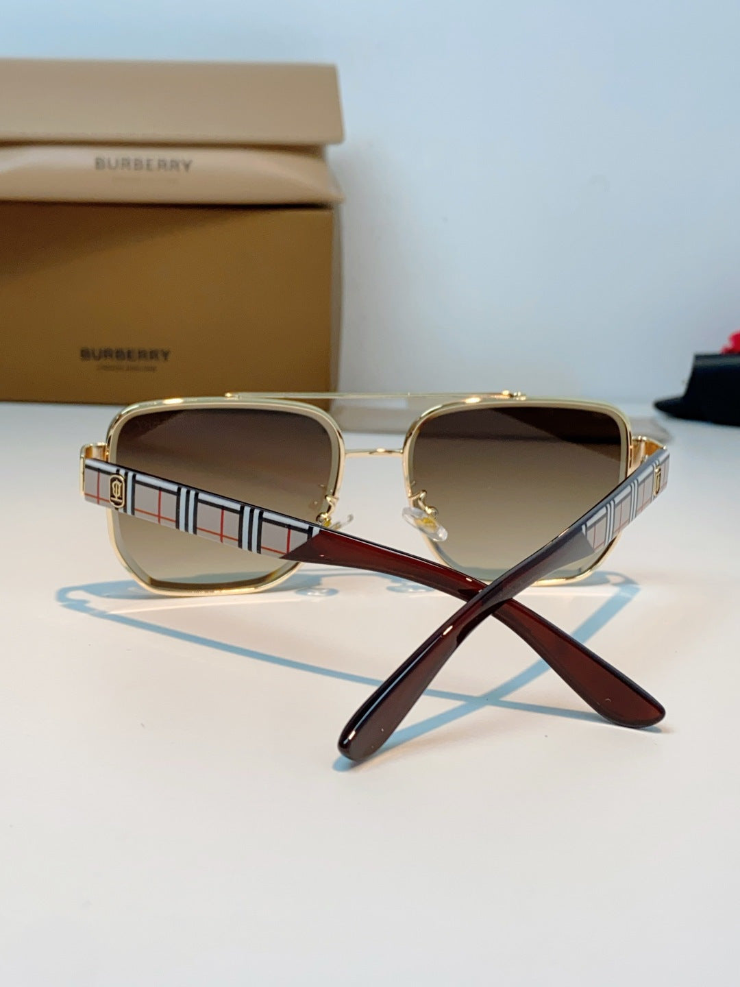 Burberry Metal Square Brown Lens Sunglasses for Men - detail image 2
