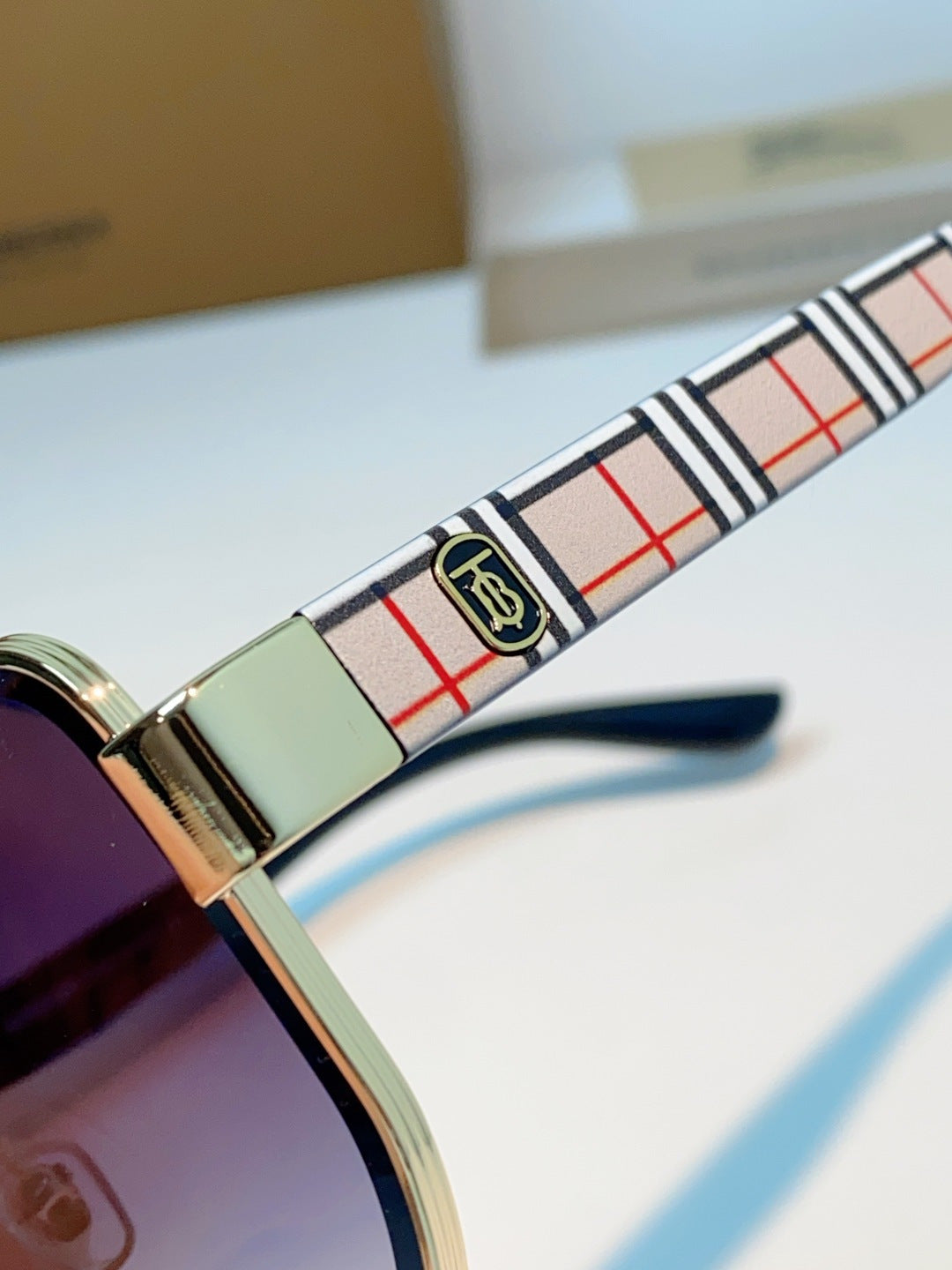 Burberry Metal Square Blue Lens Sunglasses for Men - 382872 - detail image 8