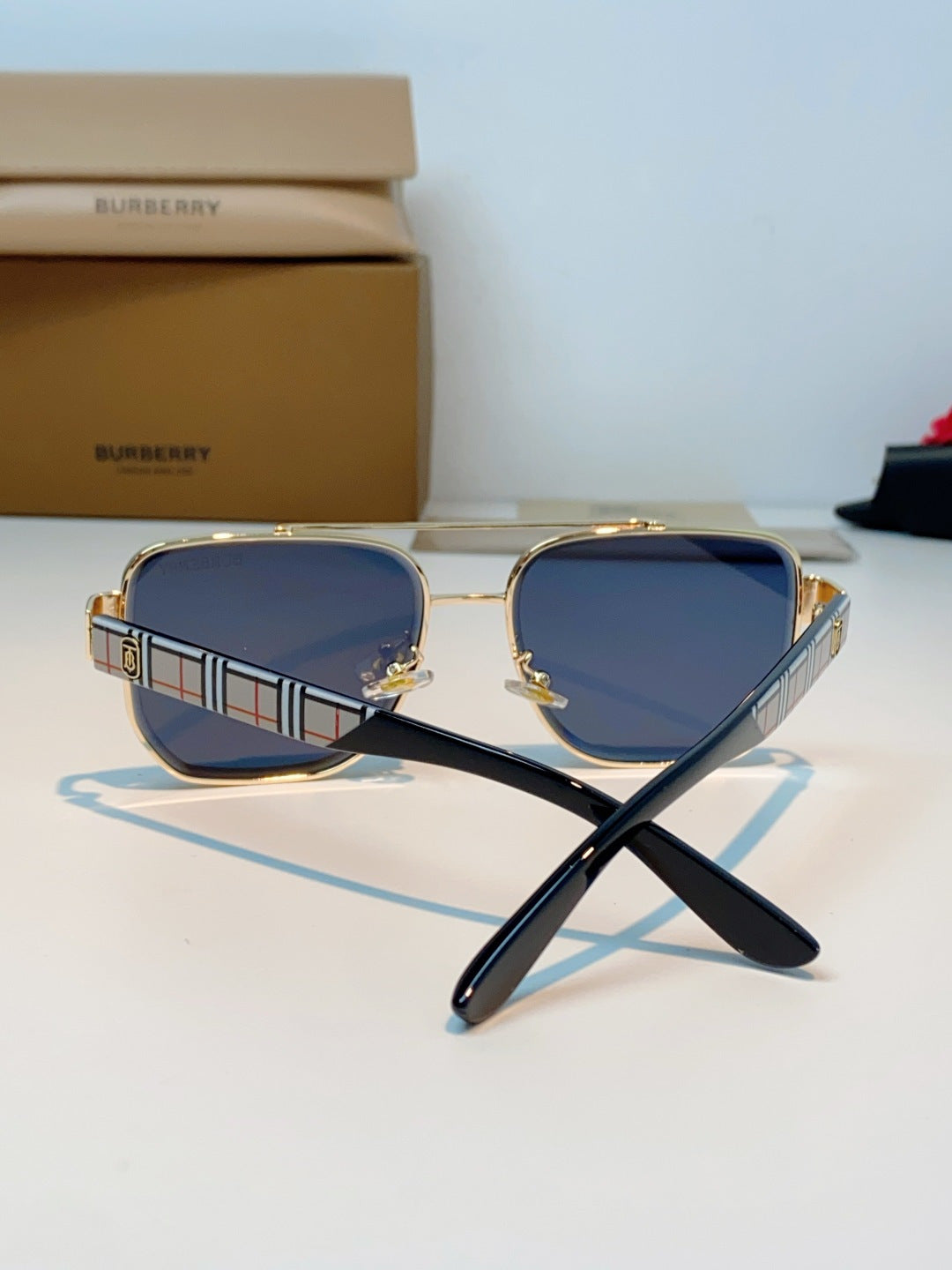 Burberry Metal Square Black Lens Sunglasses for Men - detail image 3