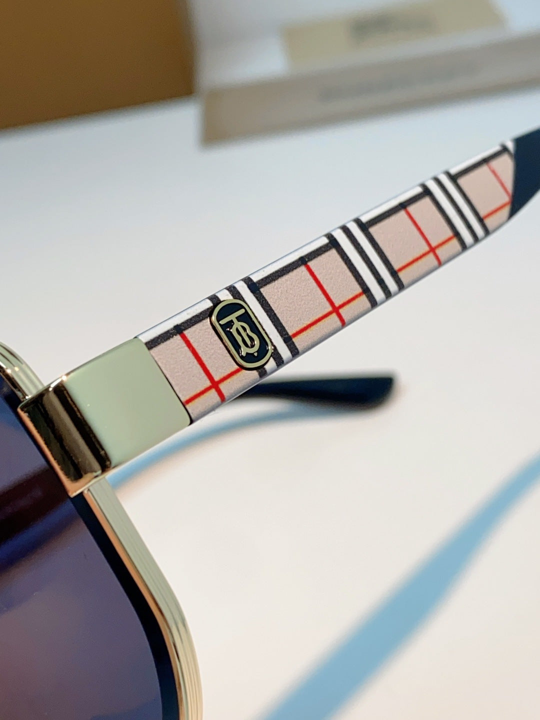 Burberry Metal Square Black Lens Sunglasses for Men - detail image 8