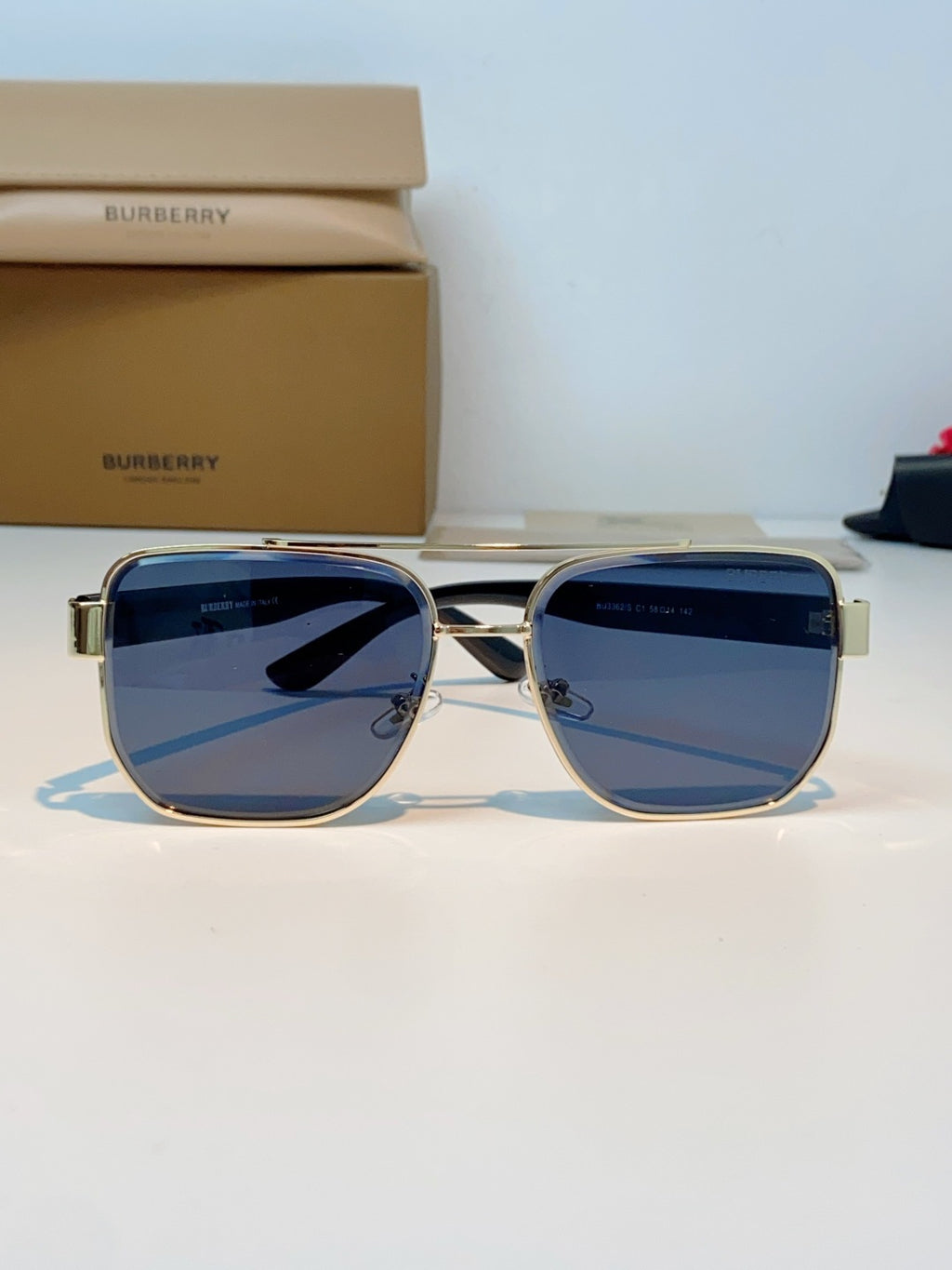 Burberry Metal Square Black Lens Sunglasses for Men - detail image 2