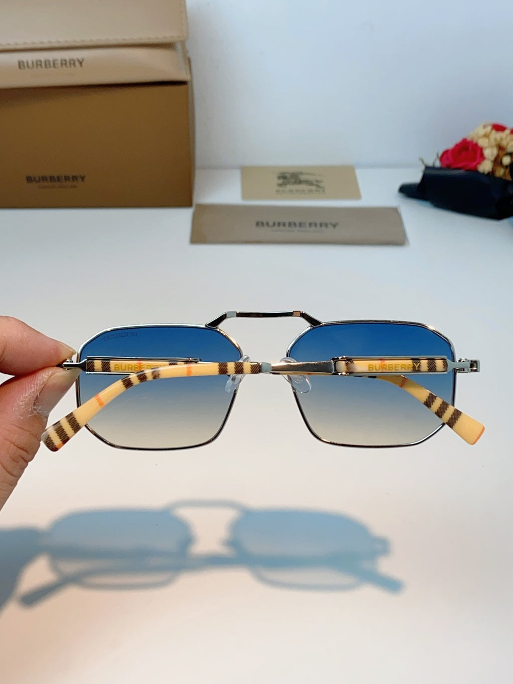 Burberry Metal Fashion Blue Lens Sunglasses for Men & Women - detail image 5