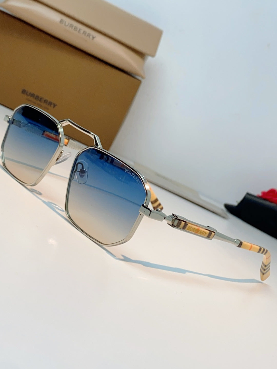 Burberry Metal Fashion Blue Lens Sunglasses for Men & Women - detail image 7