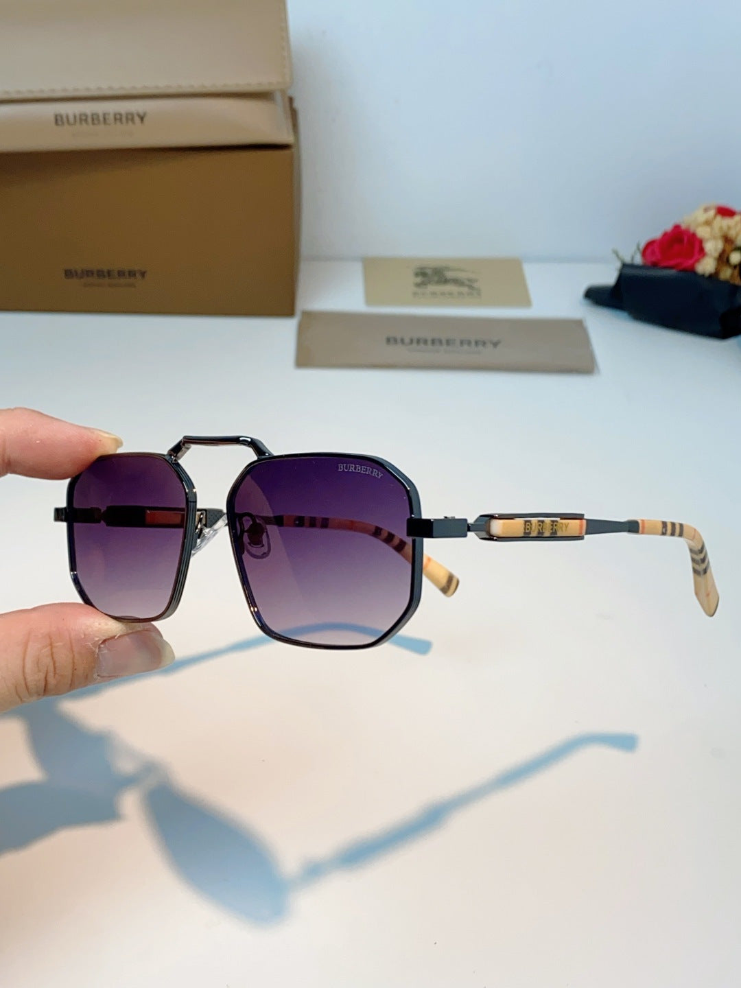Burberry Metal Fashion Purple Lens Sunglasses for Men & Women - detail image 6