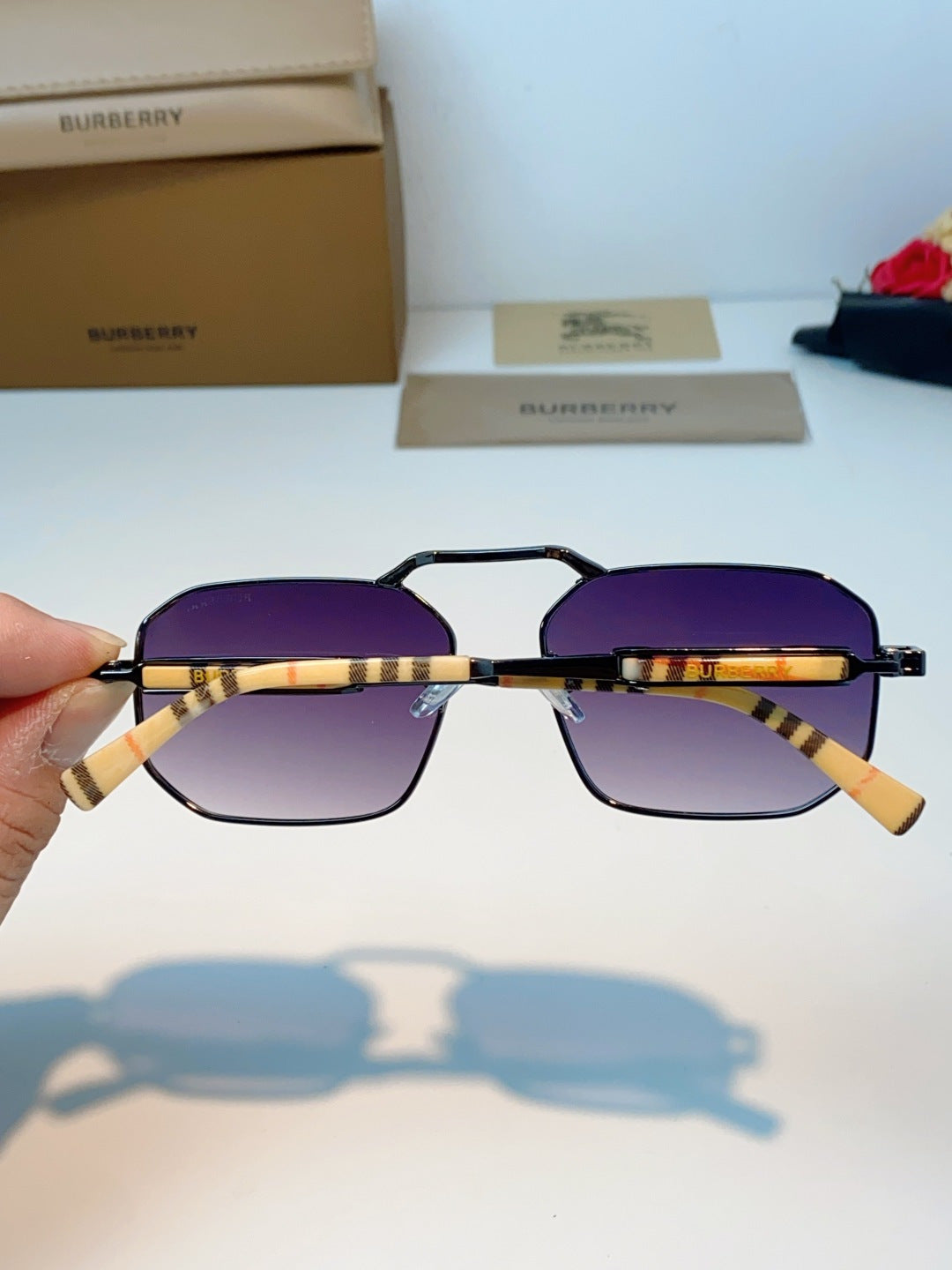 Burberry Metal Fashion Purple Lens Sunglasses for Men & Women - detail image 5