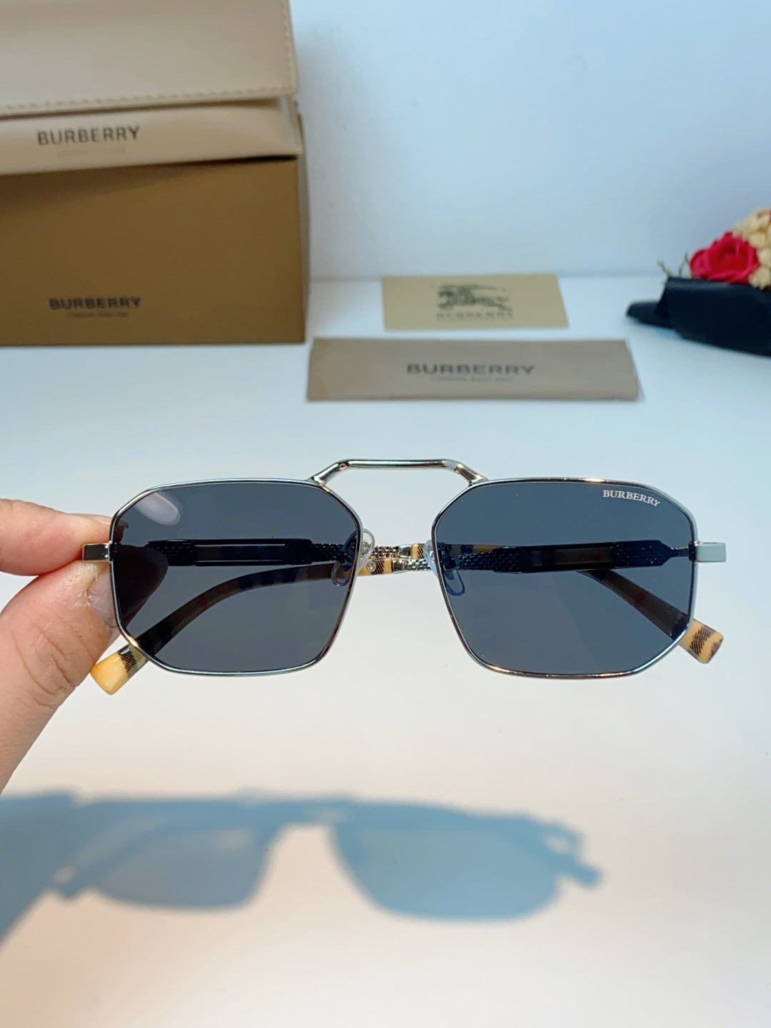 Burberry Metal Fashion Black Lens Sunglasses for Men & Women - 358618 - detail image 4