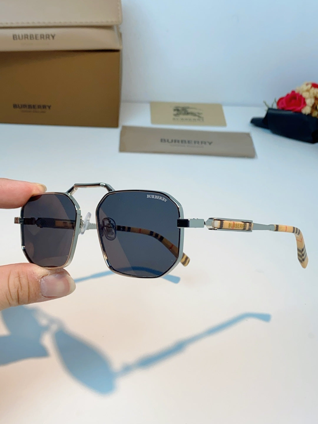 Burberry Metal Fashion Black Lens Sunglasses for Men & Women - 358618 - detail image 6