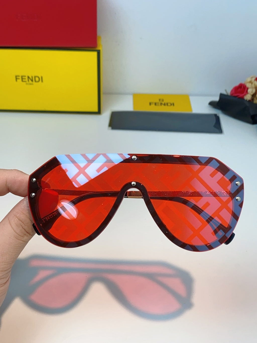 Fendi Lightweight Rimless Pink Lens Sunglasses for Men & Women - detail image 4
