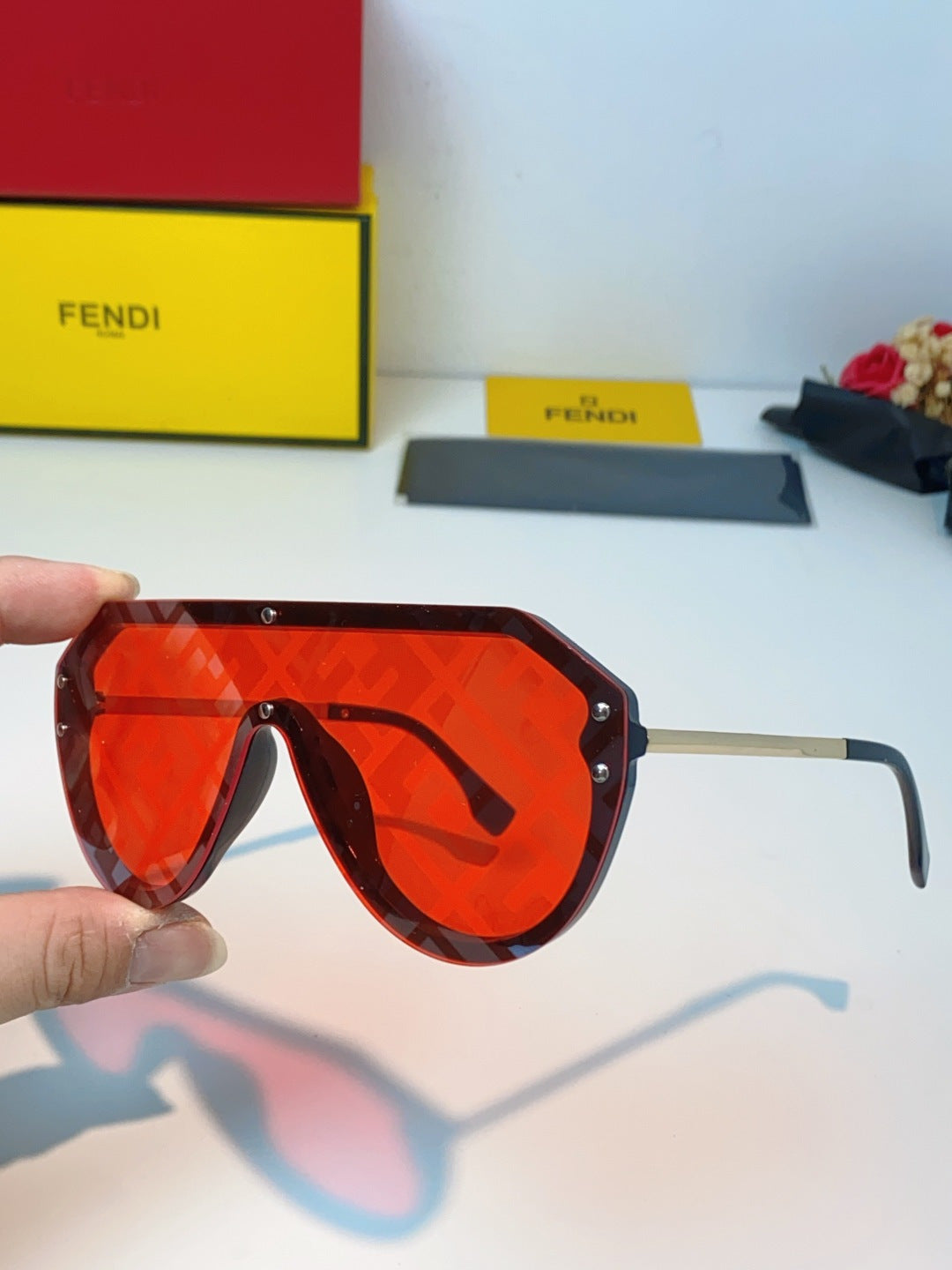 Fendi Lightweight Rimless Pink Lens Sunglasses for Men & Women - detail image 6