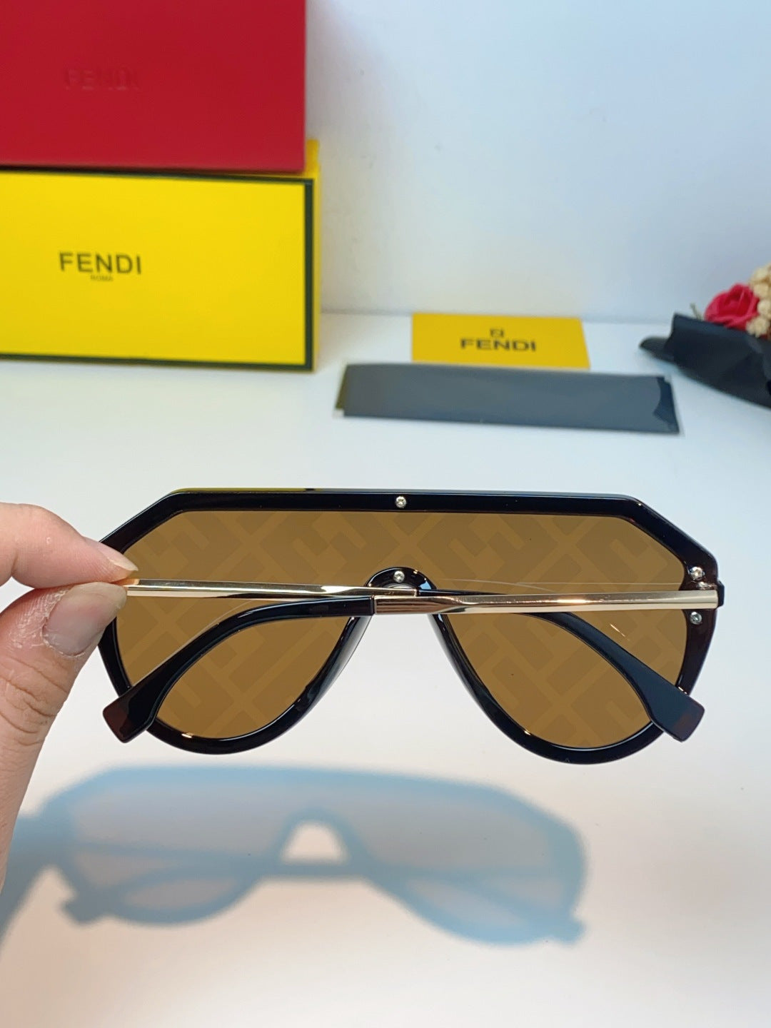 Fendi Lightweight Rimless Brown Lens Sunglasses for Men & Women - 358762 - detail image 5