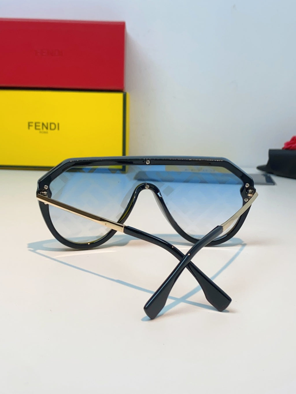 Fendi Lightweight Rimless Blue Lens Sunglasses for Men & Women - 358763 - detail image 3