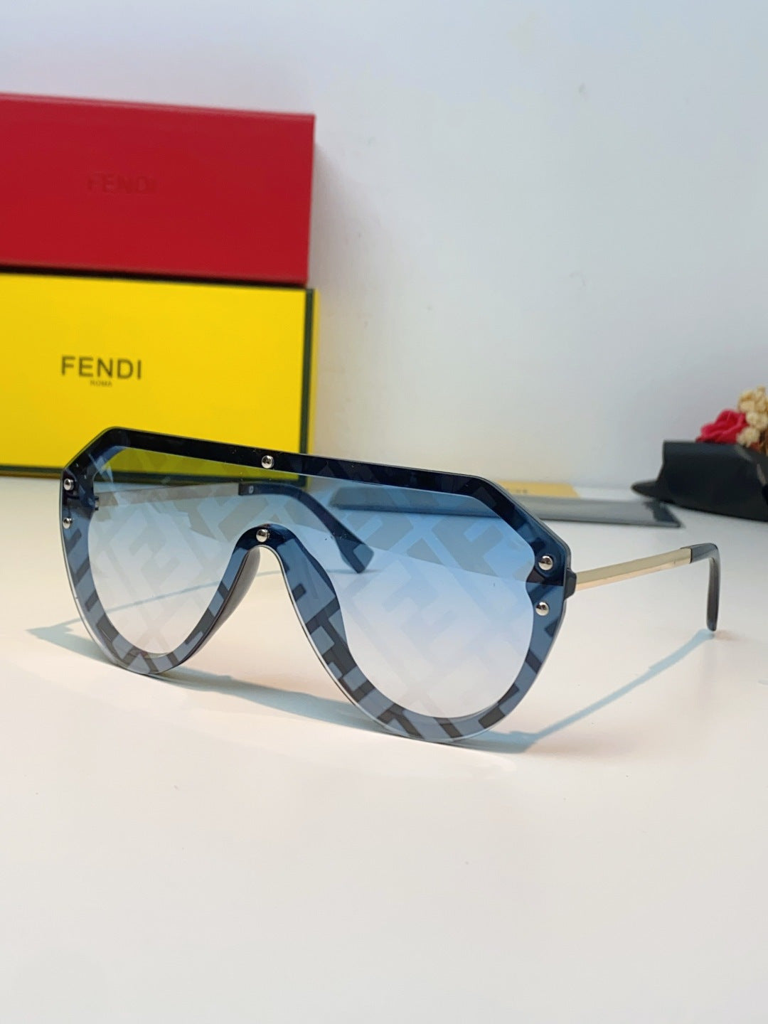 Fendi Lightweight Rimless Blue Lens Sunglasses for Men & Women - 358763