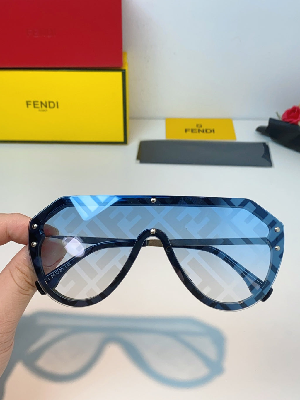 Fendi Lightweight Rimless Blue Lens Sunglasses for Men & Women - 358763 - detail image 4