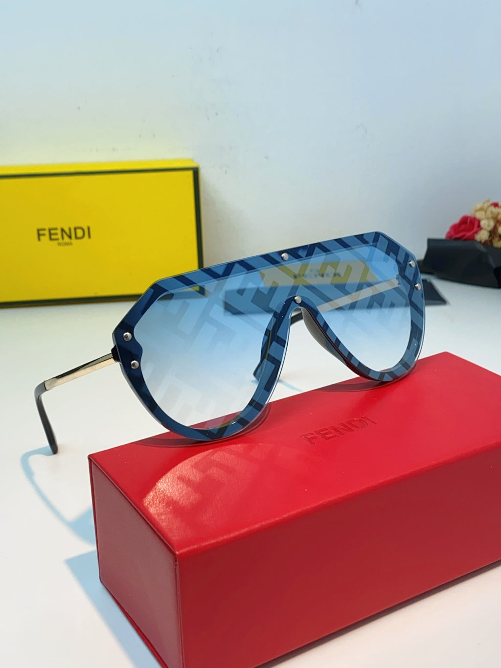 Fendi Lightweight Rimless Blue Lens Sunglasses for Men & Women - 358763 - detail image 9