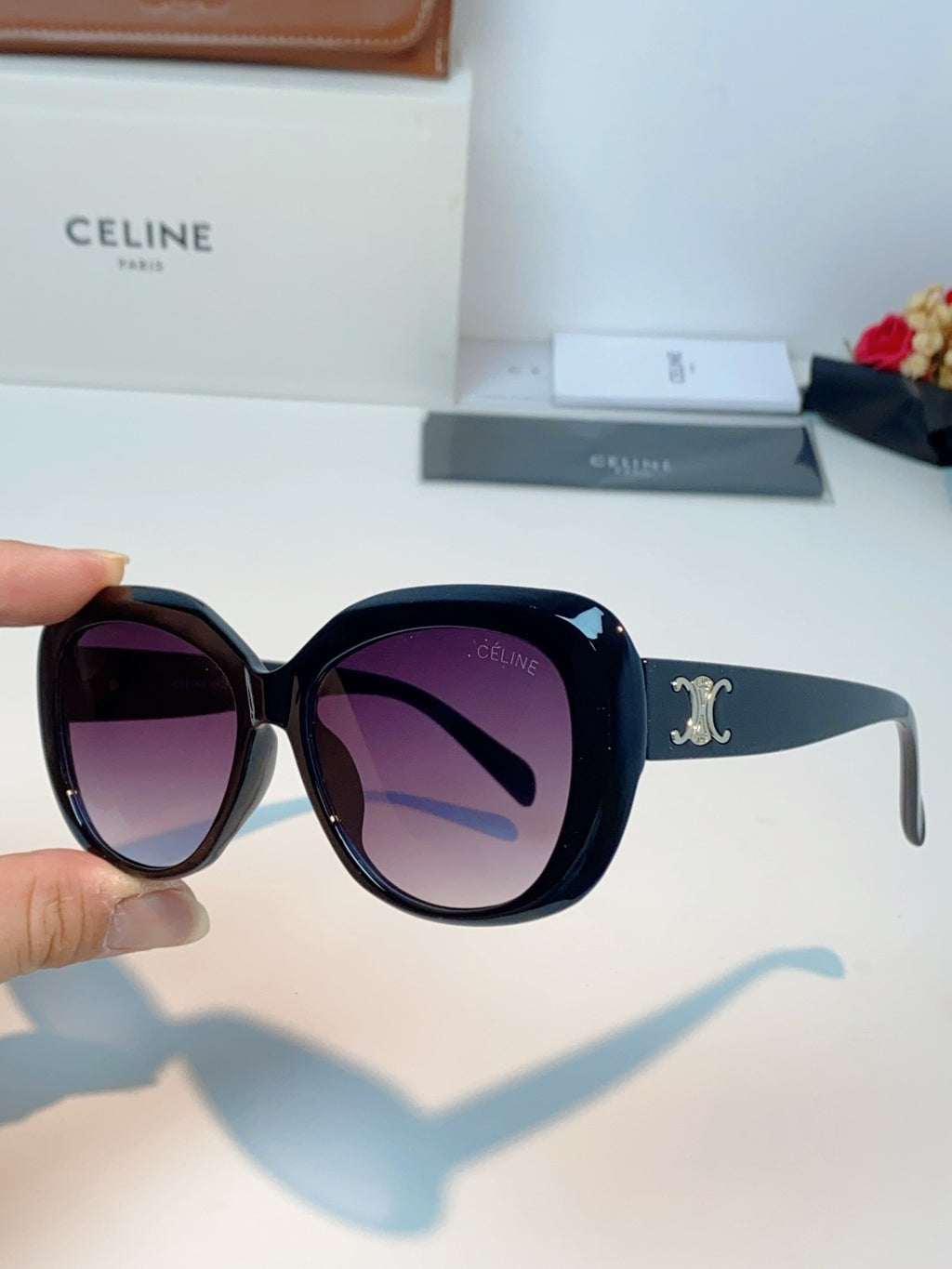 Celine Cat-Eye Black Lens Sunglasses for Men & Women - 358331 - detail image 6