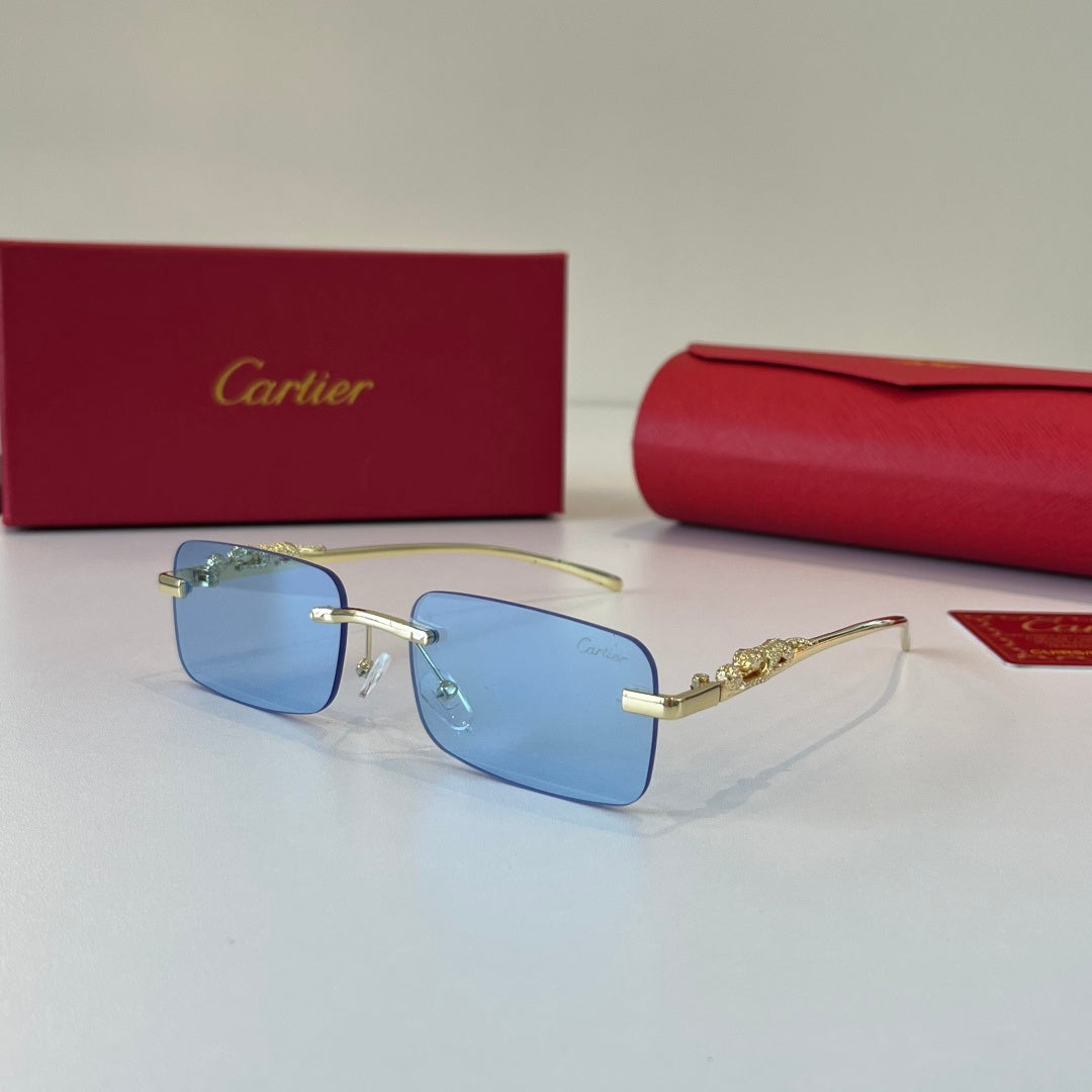 Cartier Lightweight Metal Rimless Blue Lens Sunglasses for Men & Wome - 415898 - detail image 3