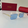 Cartier Lightweight Metal Rimless Blue Lens Sunglasses for Men & Wome - 415898