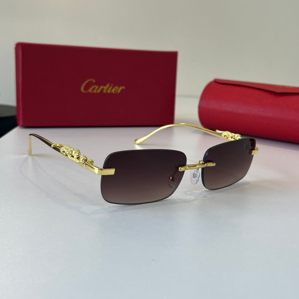 Cartier Lightweight Metal Rimless Silver Lens Sunglasses for Men & Wo - 415899