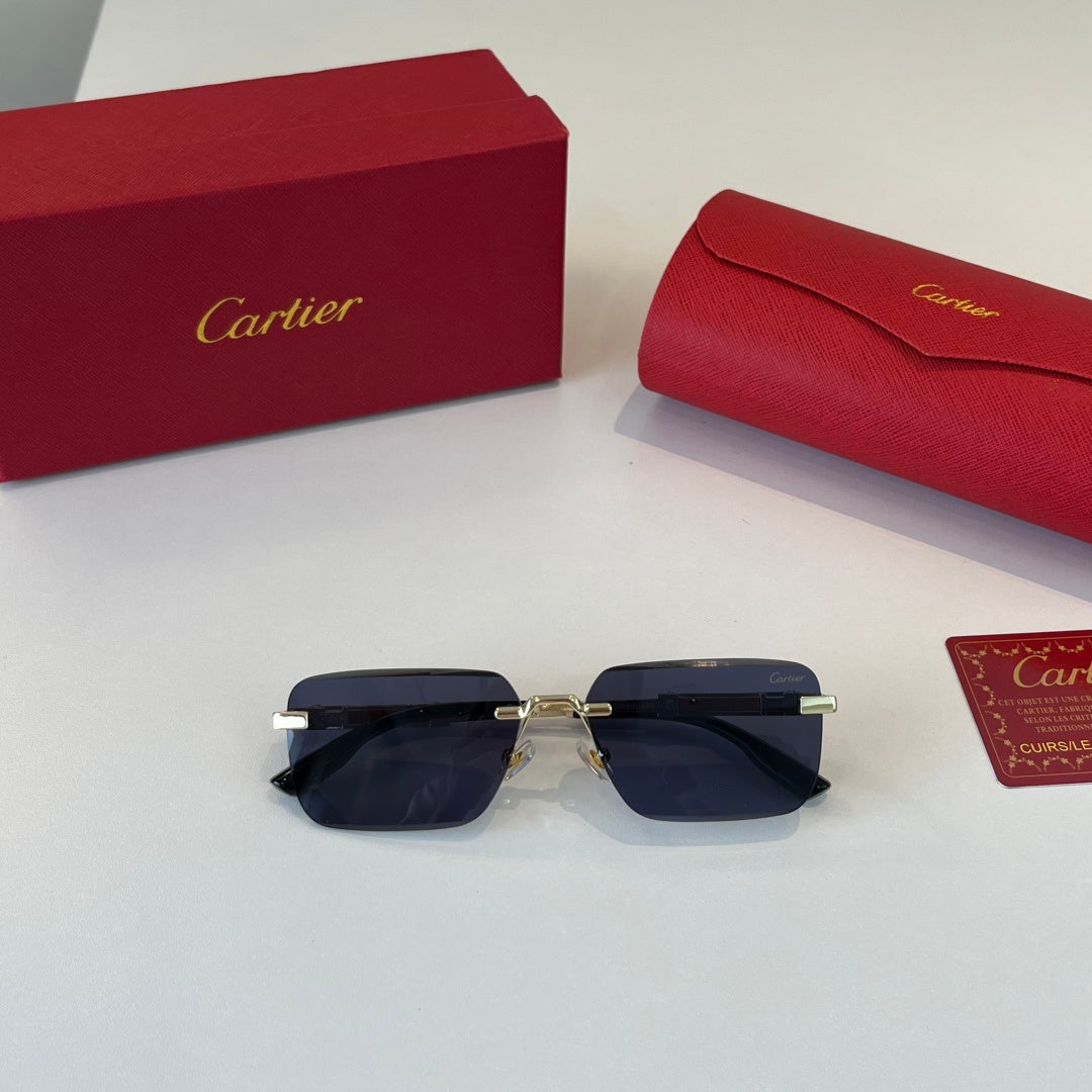 Cartier Lightweight Metal Rimless Blue Lens Sunglasses for Men & Wome - 415901 - detail image 4
