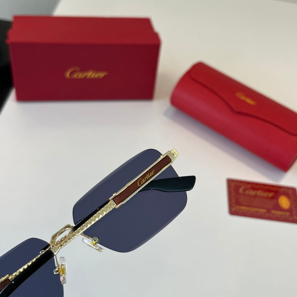 Cartier Lightweight Metal Rimless Blue Lens Sunglasses for Men & Wome - 415901 - detail image 8