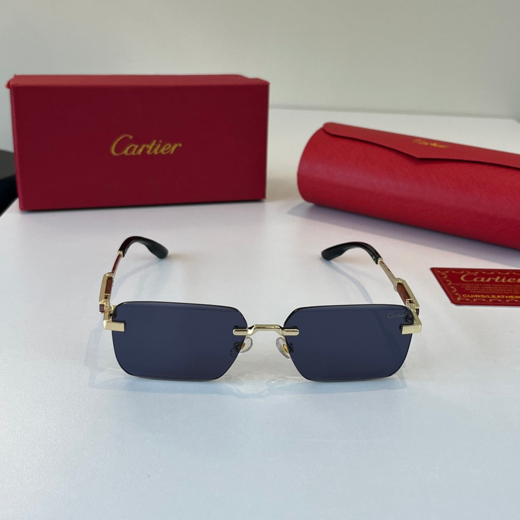 Cartier Lightweight Metal Rimless Blue Lens Sunglasses for Men & Wome - 415901 - detail image 2