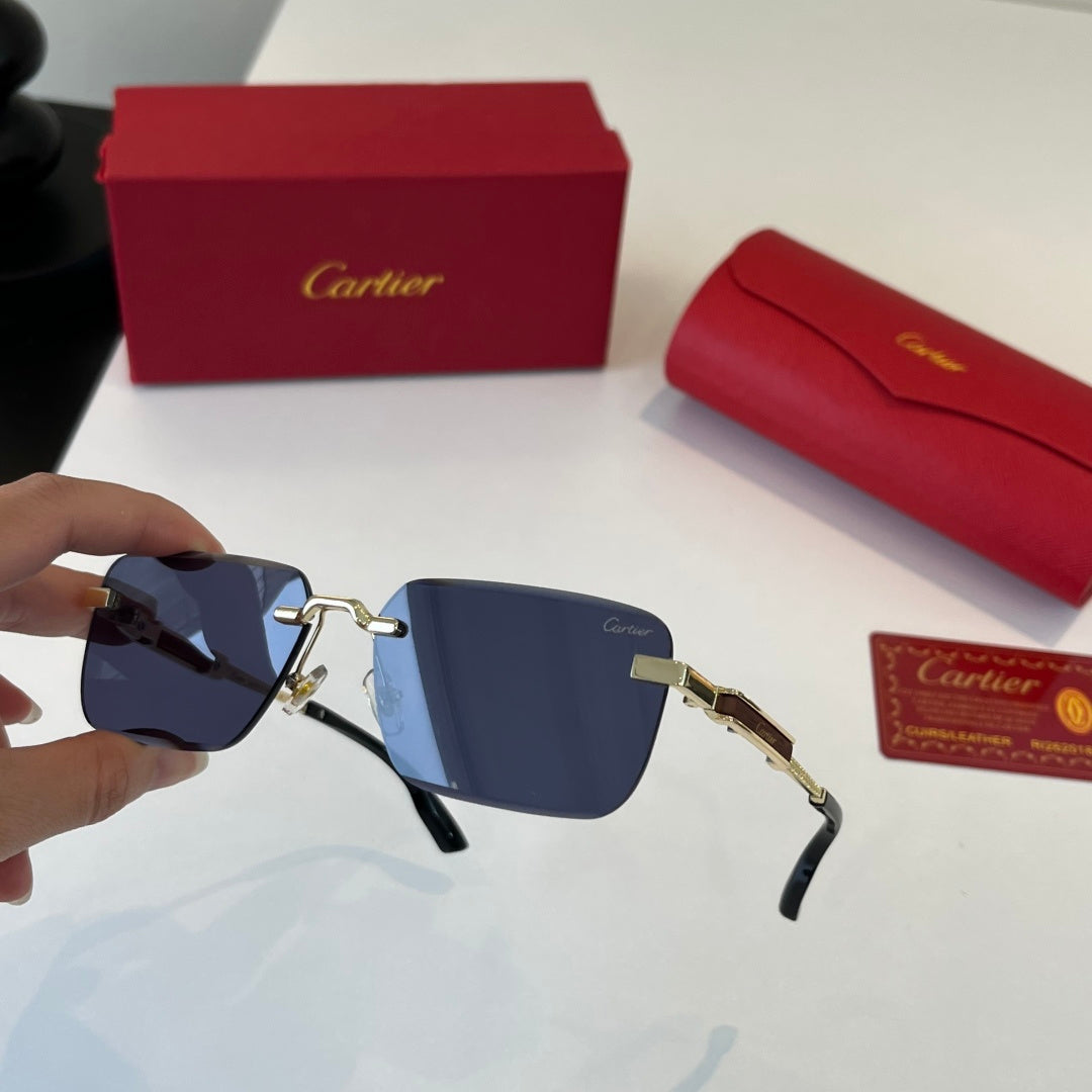 Cartier Lightweight Metal Rimless Blue Lens Sunglasses for Men & Wome - 415901 - detail image 9