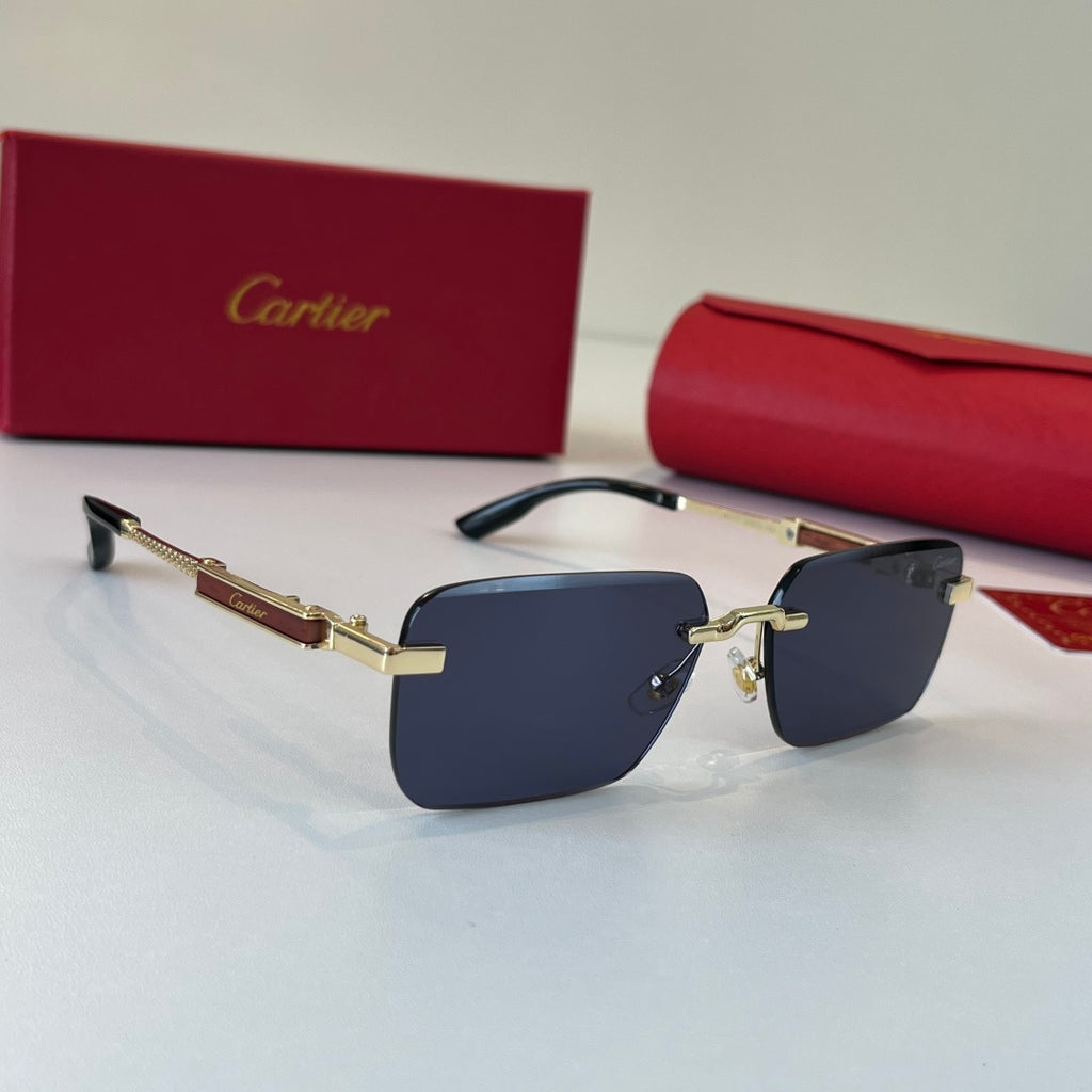 Cartier Lightweight Metal Rimless Blue Lens Sunglasses for Men & Wome - 415901