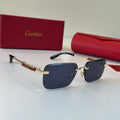 Cartier Lightweight Metal Rimless Blue Lens Sunglasses for Men & Wome - 415901