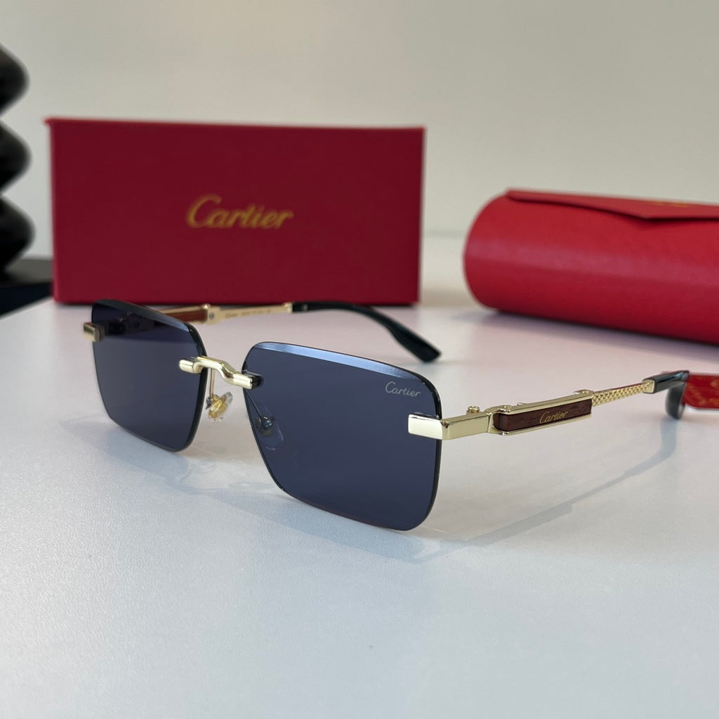 Cartier Lightweight Metal Rimless Blue Lens Sunglasses for Men & Wome - 415901 - detail image 3
