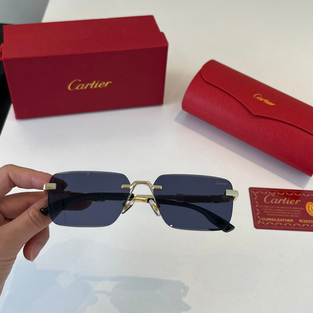Cartier Lightweight Metal Rimless Blue Lens Sunglasses for Men & Wome - 415901 - detail image 5