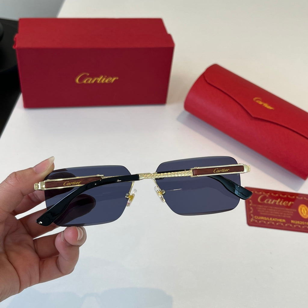 Cartier Lightweight Metal Rimless Blue Lens Sunglasses for Men & Wome - 415901 - detail image 7