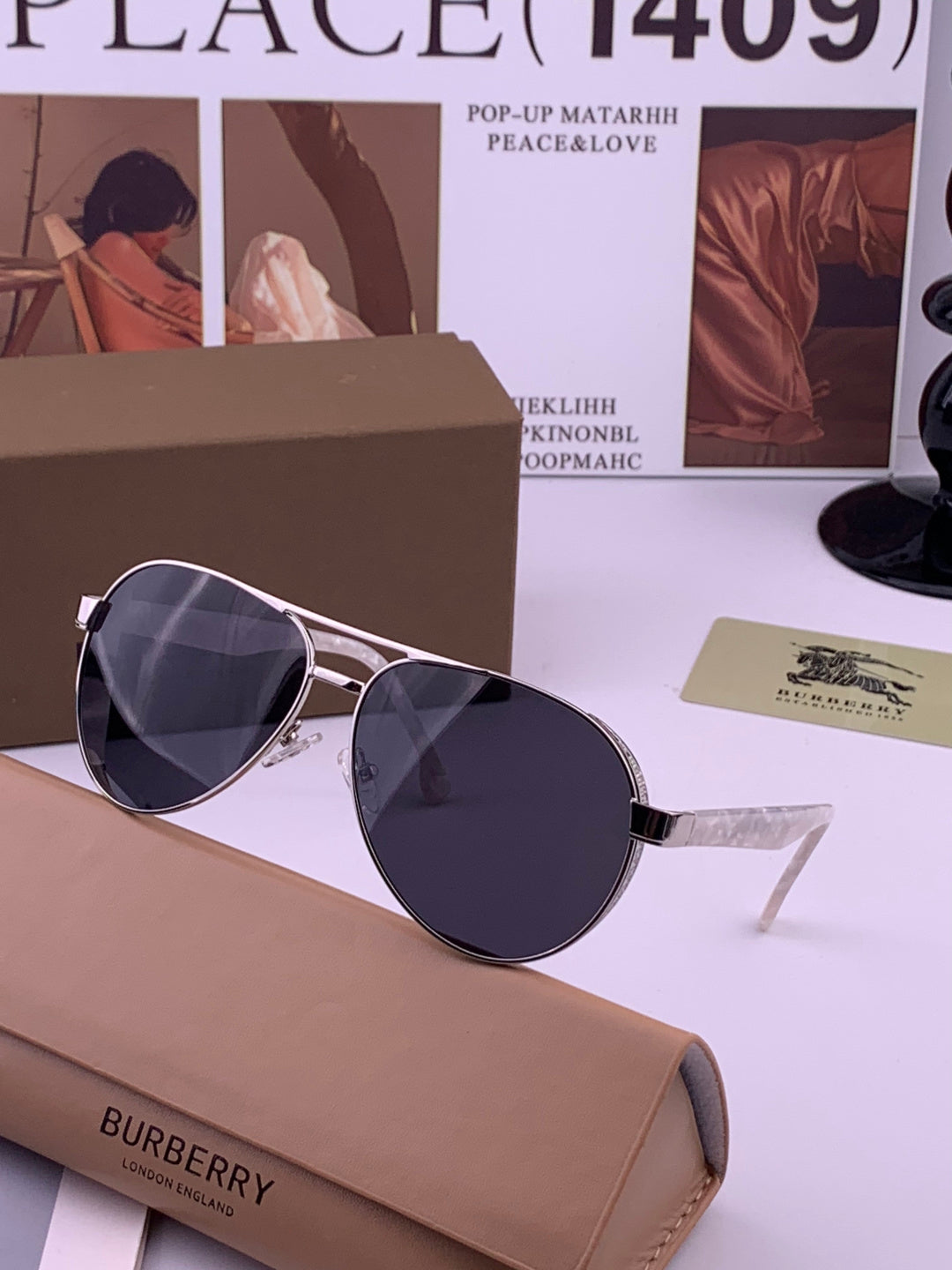 Burberry B880667 Aviator Gold Lens Sunglasses for Men - 358625