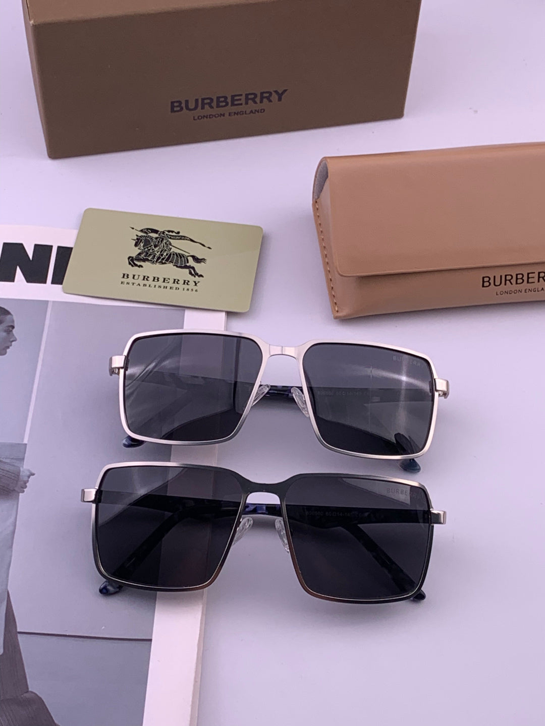 Burberry B880667 Aviator Gold Lens Sunglasses for Men - 358626 - detail image 7