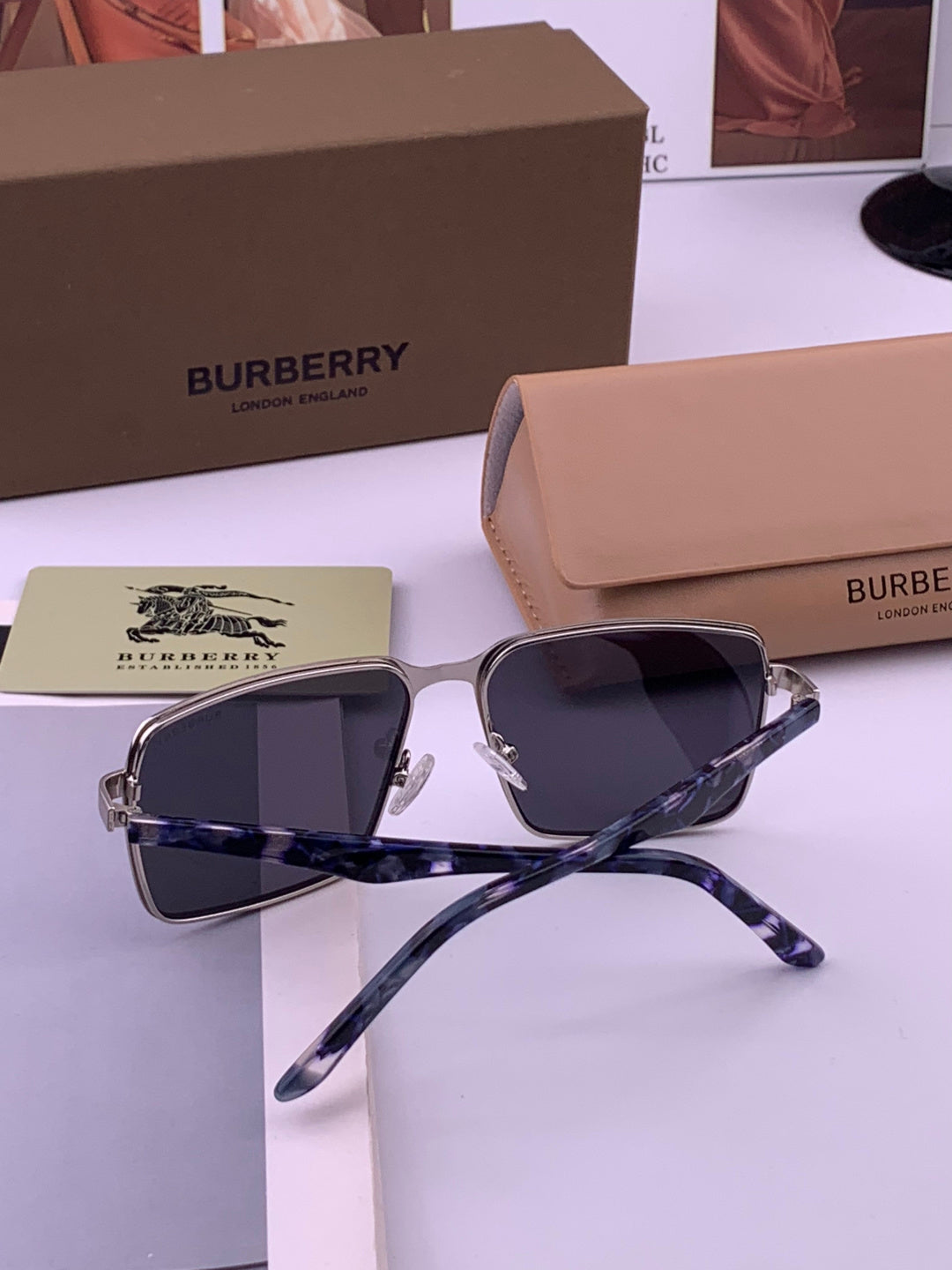 Burberry B880667 Aviator Gold Lens Sunglasses for Men - 358626 - detail image 6