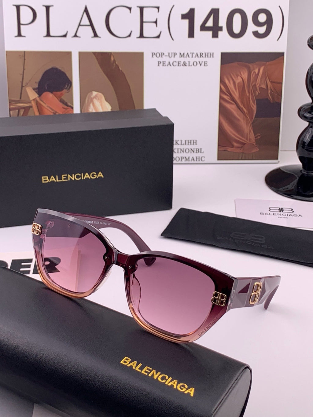 Balenciaga BL1350 Metal Fashion Black Lens Sunglasses for Men & Women - 372360