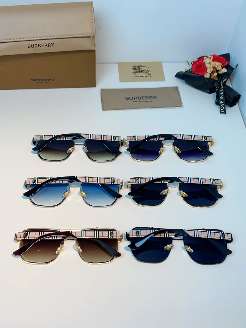 Burberry Metal Square Gray Lens Sunglasses for Men - detail image 12