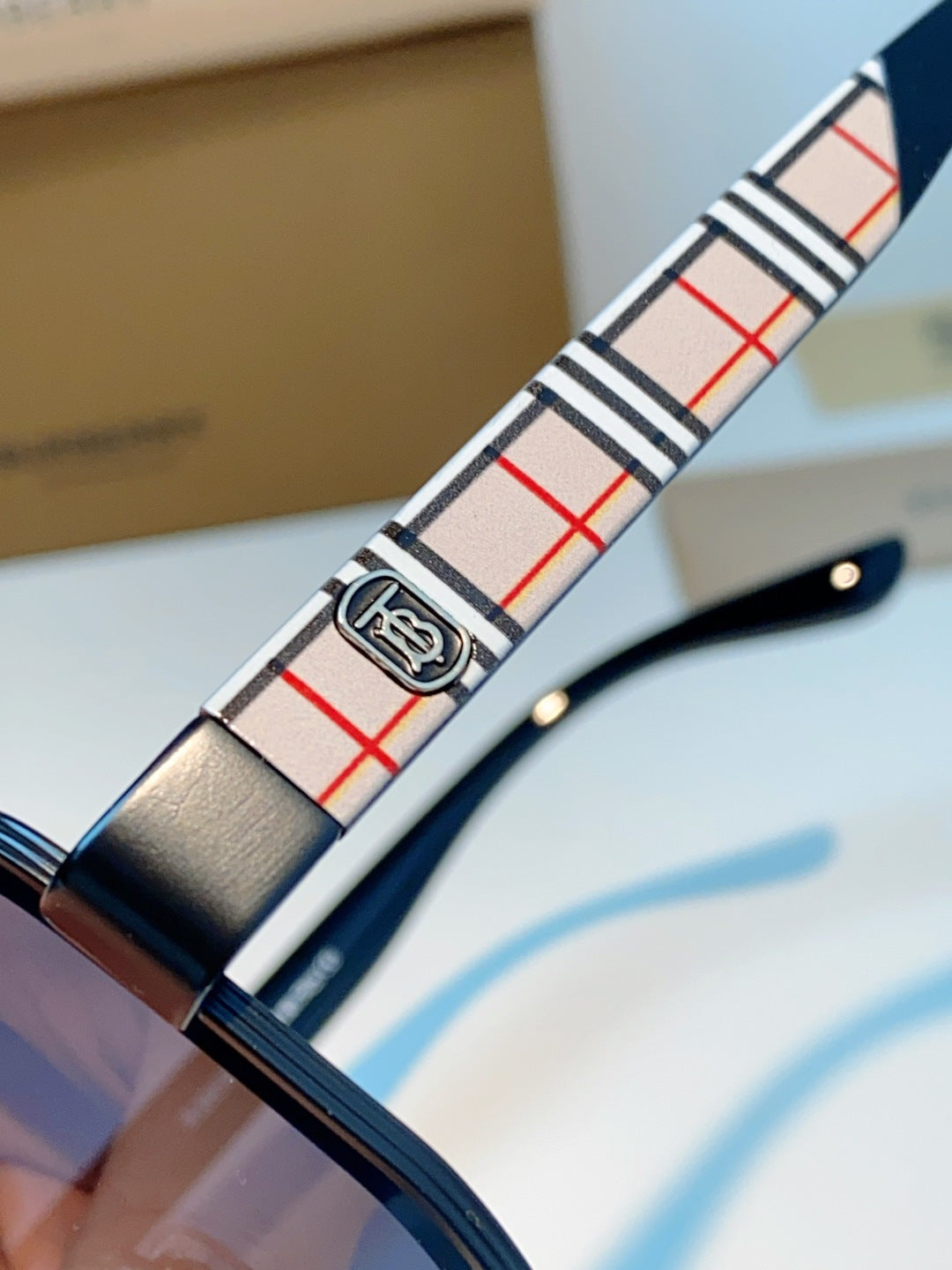 Burberry Metal Square Blue Lens Sunglasses for Men - detail image 8