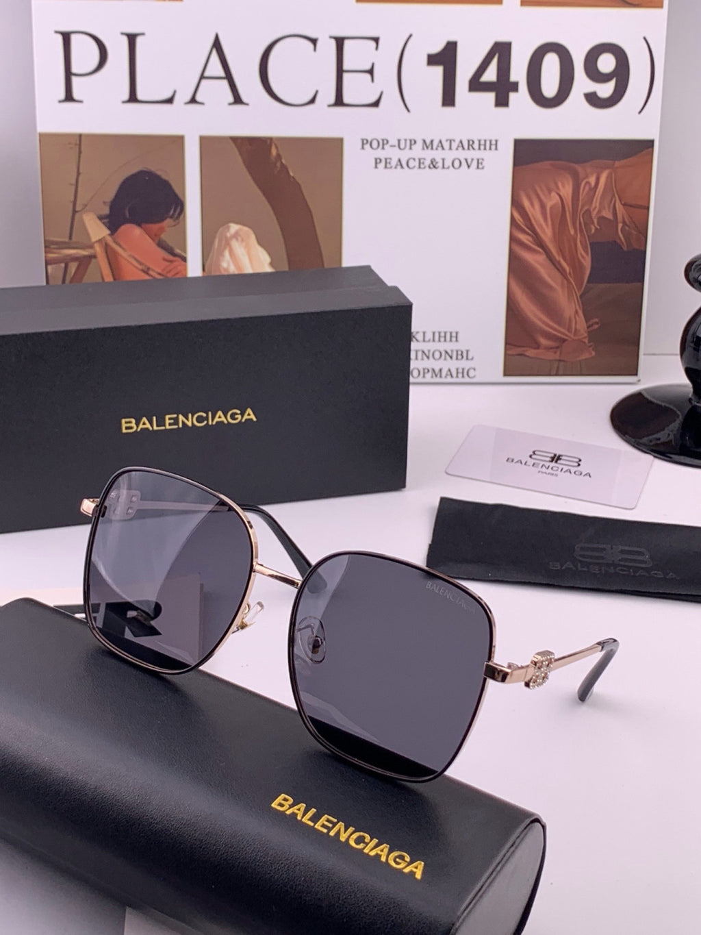 Balenciaga BL7192 Metal Fashion Black Lens Sunglasses for Men & Women - 382924