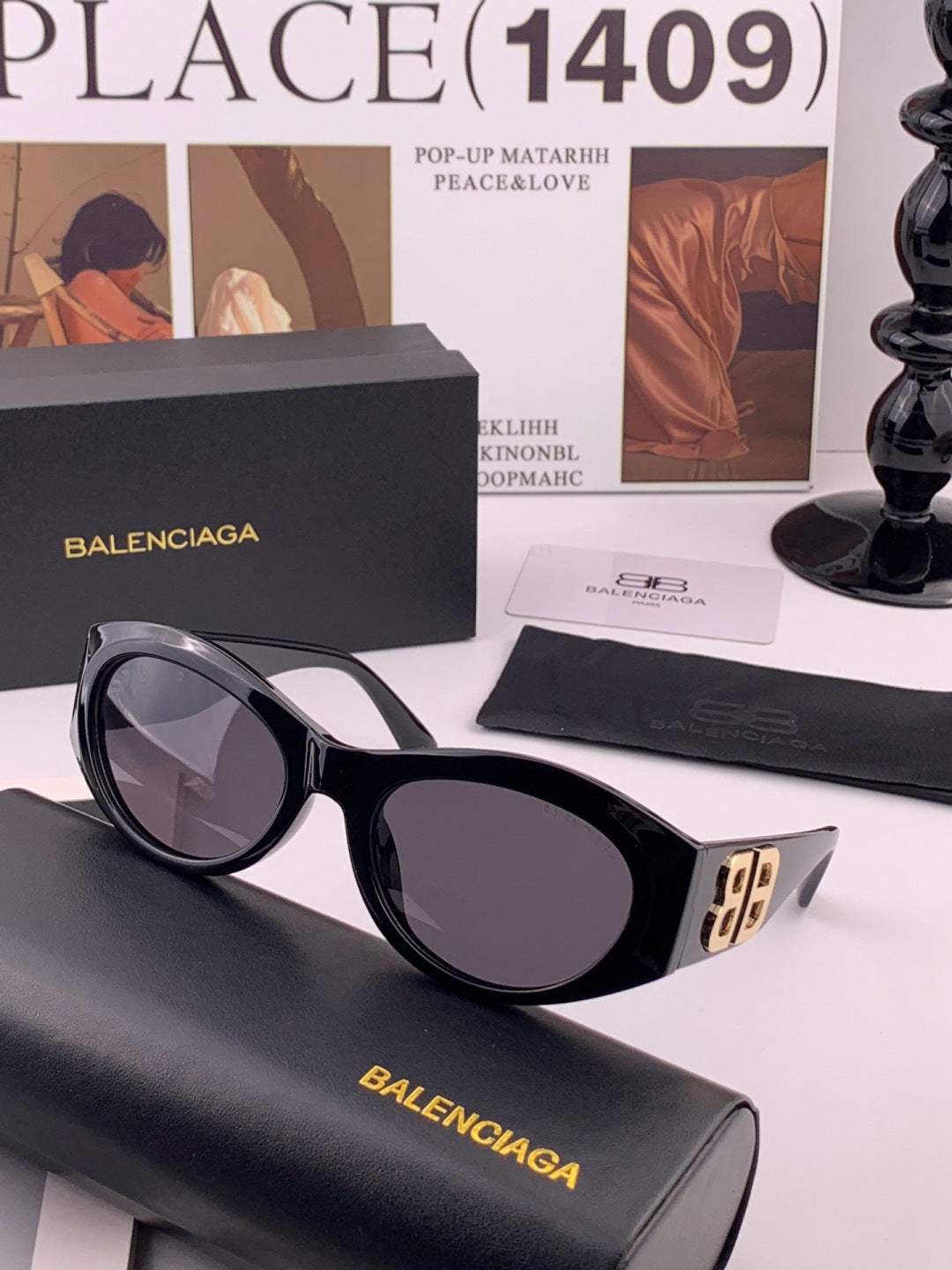 Balenciaga BL2992 Polarized Metal Fashion Black Lens Sunglasses - 382932 - detail image 3