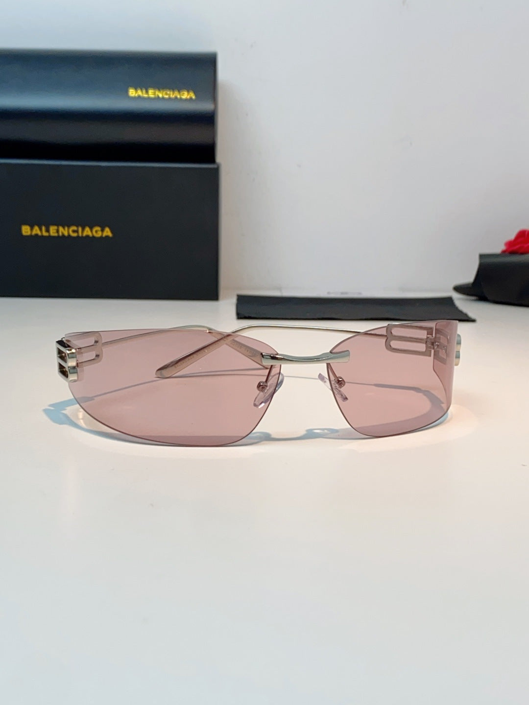 Balenciaga Lightweight Rimless Silver Lens Sunglasses for Men & Women - detail image 2