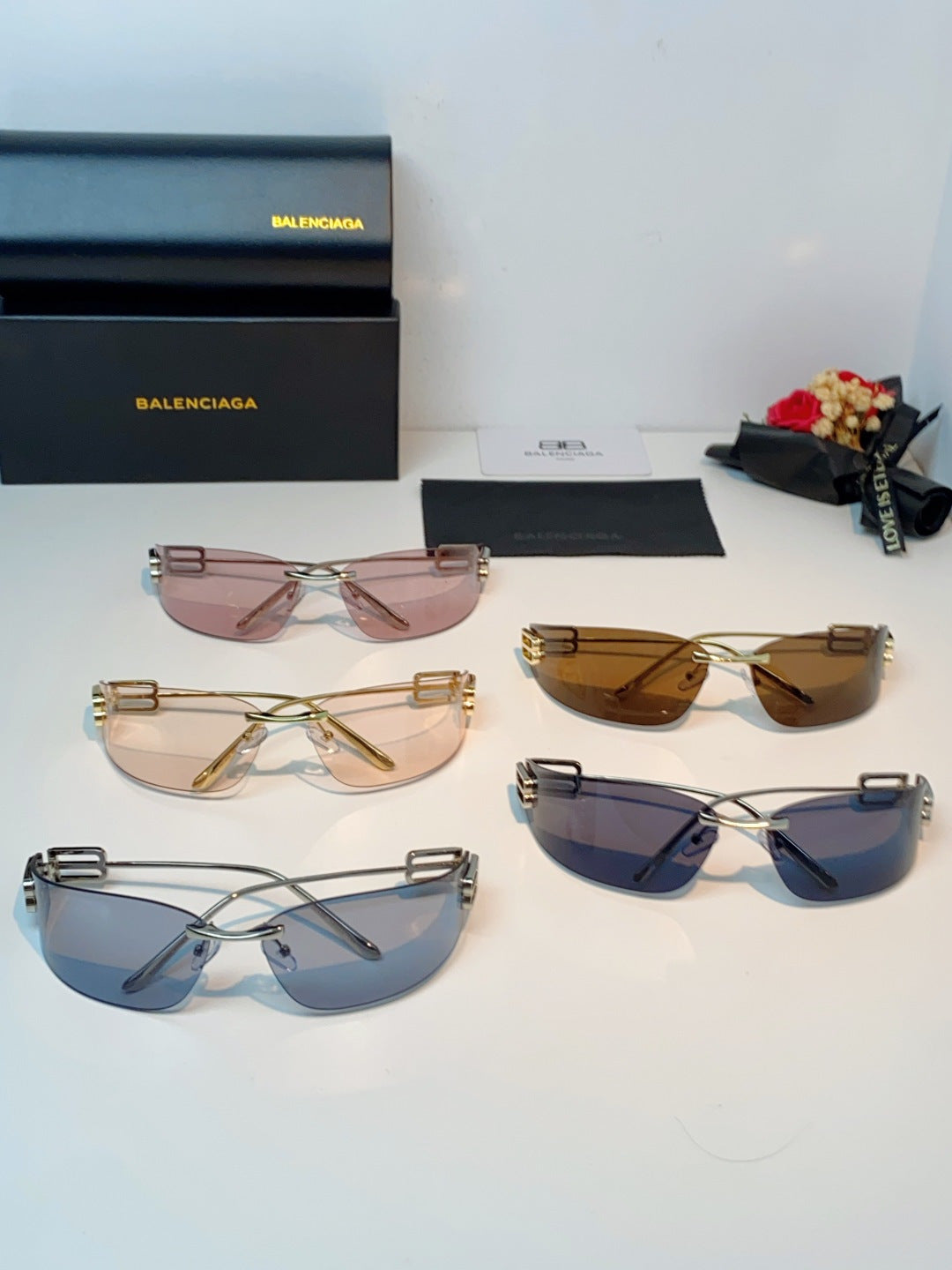 Balenciaga Lightweight Rimless Silver Lens Sunglasses for Men & Women - detail image 13