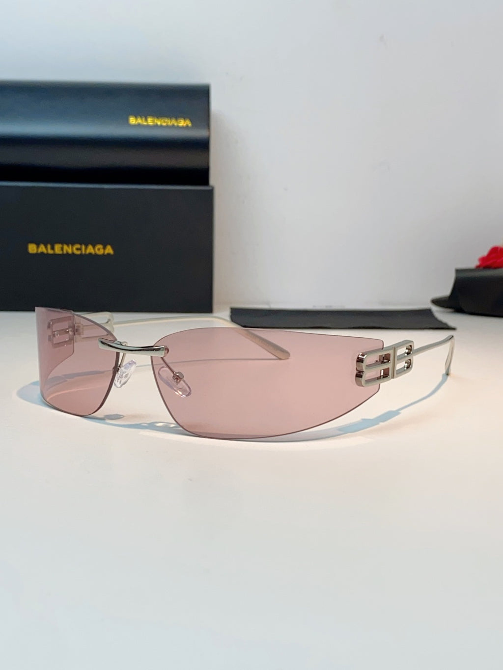Balenciaga Lightweight Rimless Silver Lens Sunglasses for Men & Women