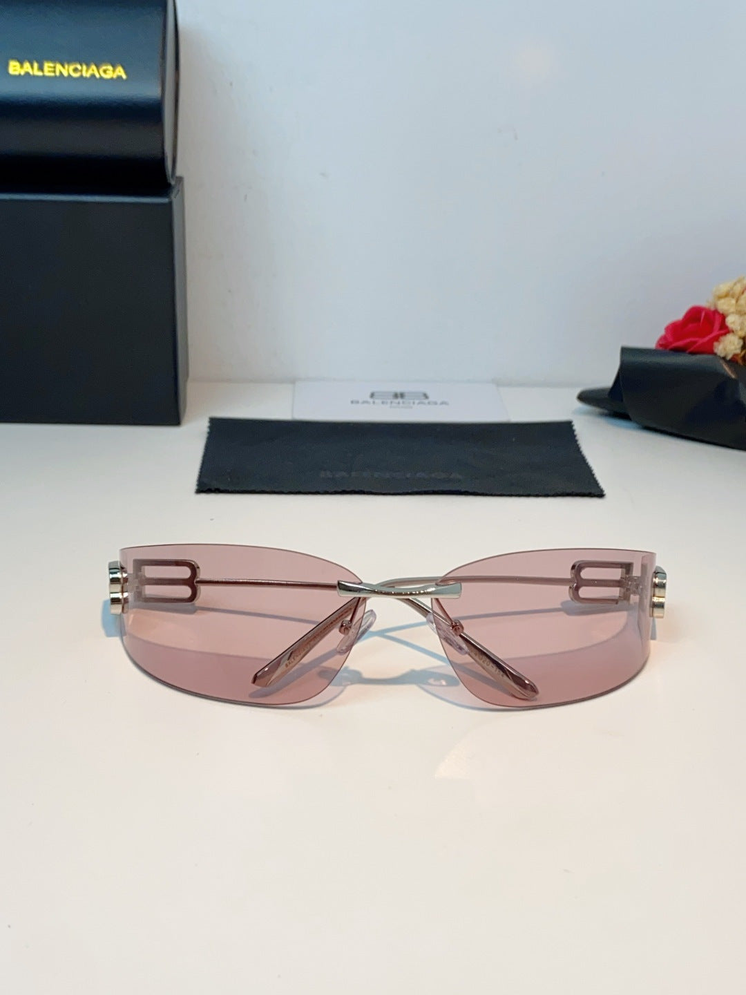 Balenciaga Lightweight Rimless Silver Lens Sunglasses for Men & Women - detail image 10